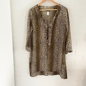 Tommy Bahama Coverup dress Animal print Mobwife Beach Pool Boho Sheer Sz M